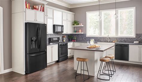 lg black stainless steel appliances with white cabinets|lg black stainless steel complaints.